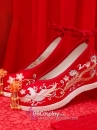 Giày Thêu Phượng Hoàng Đỏ Đế Cao 7Cm