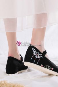 Giày Đen Thêu 4cm Size 38
