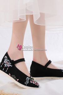 Giày Đen Thêu 4cm Size 38