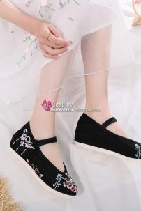 Giày Đen Thêu 4cm Size 38