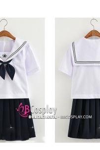 Trang Phục Seifuku - Đầm Nữ Sinh Nhật Hoa Đào Trắng Cơ Bản