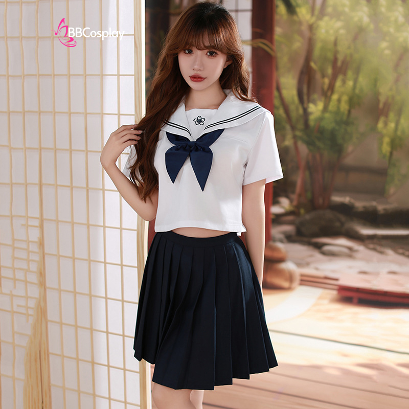Đồ Seifuku - Đầm Nữ Sinh Nhật Hoa Đào Trắng Cơ Bản