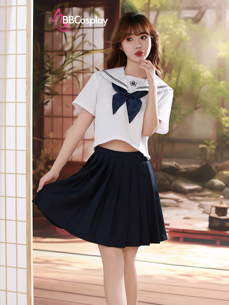 Đồ Seifuku - Đầm Nữ Sinh Nhật Hoa Đào Trắng Cơ Bản