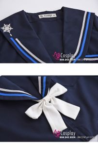 Nữ Sinh Hoa Tuyết Xanh Đậm Có Size XL