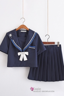 Nữ Sinh Hoa Tuyết Xanh Đậm Có Size XL