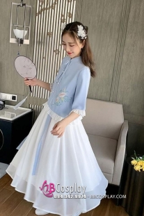 Trang Phục Nữ Sinh Dân Quốc Áo Xanh Váy Trắng