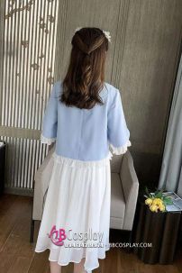 Đồ Nữ Sinh Dân Quốc Áo Xanh Váy Trắng