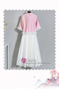Đồ Nữ Sinh Dân Quốc Áo Hồng Váy Trắng