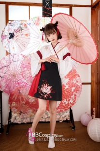 Hán Phục Cô Gái Trung Hoa Mèo Ngố Áo Trắng