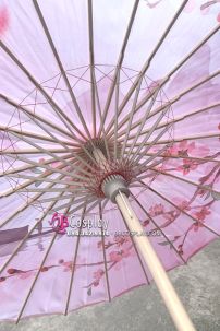 Dù Vải Cổ Trang Hoa Anh Đào Màu Đỏ