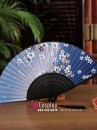 Uchiwa Quạt Mỹ Thuật Nhật Bản Hoa Đào Nền Xanh