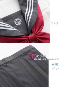 Đồng Phục Nữ Sinh Nhật Bản Trắng Phối Xám