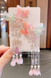 Cặp Kẹp Tóc Bướm Xinh Tone Hồng Cam