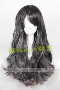 Tóc Đen Line Xám Dài Xoăn