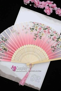 Quạt Vải Uchiwa Nhật Bản Hoa Đào