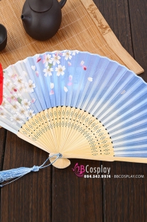 Quạt Vải Xanh Nhật Bản Uchiwa
