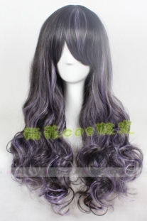 Tóc Đen Line Tím Dài Xoăn