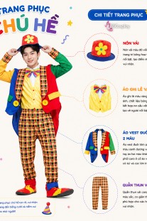 Trang Phục Chú Hề Vest Caro Đuôi Tôm Hoạ Tiết Quần Caro