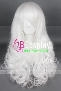 Tóc Trắng Dài Xoăn Mái Xéo