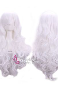 Tóc Trắng Dài Xoăn Mái Xéo