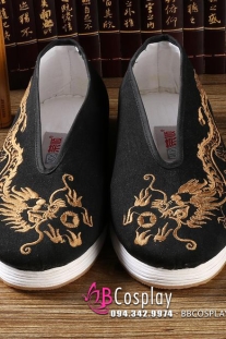 Giày Cổ Trang Nam Đen Thêu Rồng Size 41