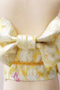 Thắt Lưng Cho Kimono Và Yukata Nhật Gấm Vàng Nhạt