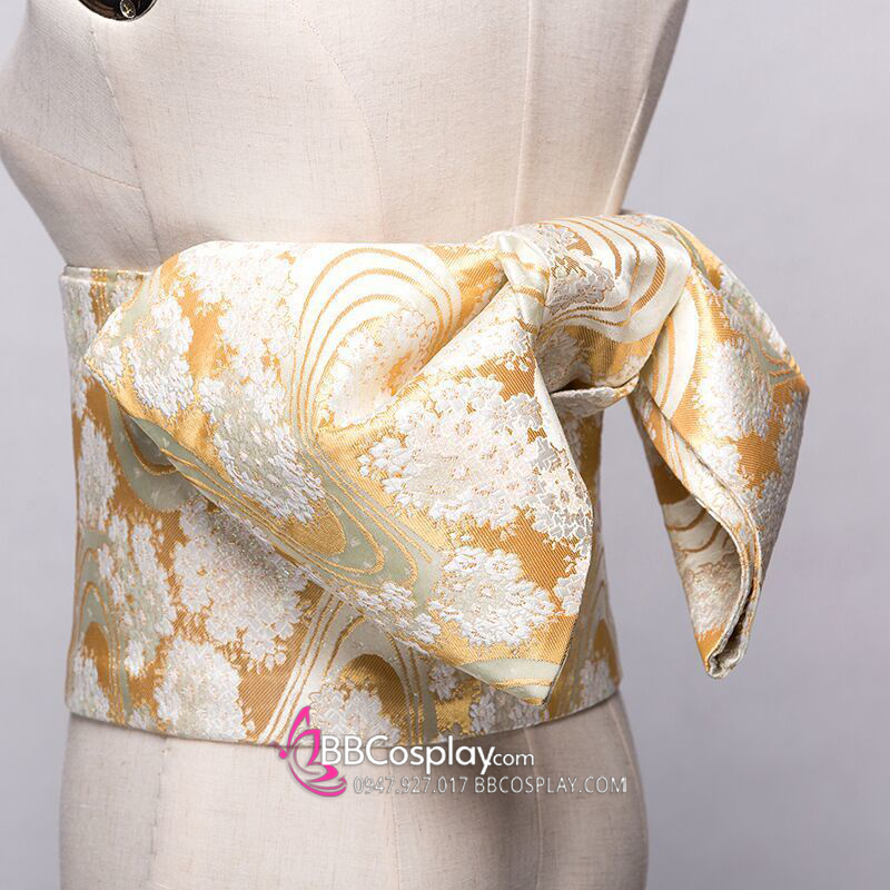 Thắt Lưng Cho Kimono Và Yukata Nhật Gấm Vàng Nhạt