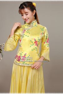 Sườn Xám Cách Tân Vàng Dịu Dàng