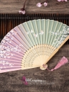 Uchiwa Quạt Vải Nhật Bản Hồng Xanh Hoa