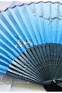 Uchiwa Quạt Vải Nhật Bản Mai Trắng Nền Xanh