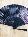 Uchiwa Quạt Vải Nhật Bản Mẫu Đơn Nền Đen