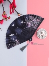 Uchiwa Quạt Vải Nhật Bản Mẫu Đơn Nền Đen