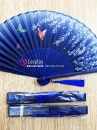 Uchiwa Quạt Vải Nhật Bản Lưu Ly Nền Xanh