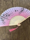 Uchiwa Quạt Vải Nhật Bản Hồng Nhánh Đào Và Bướm Lượn