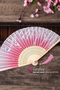 Uchiwa Quạt Vải Nhật Bản Hoa Lệ Trắng