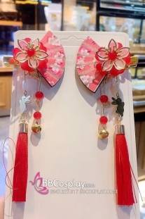 Kẹp Tóc Hoa Quạt Đỏ