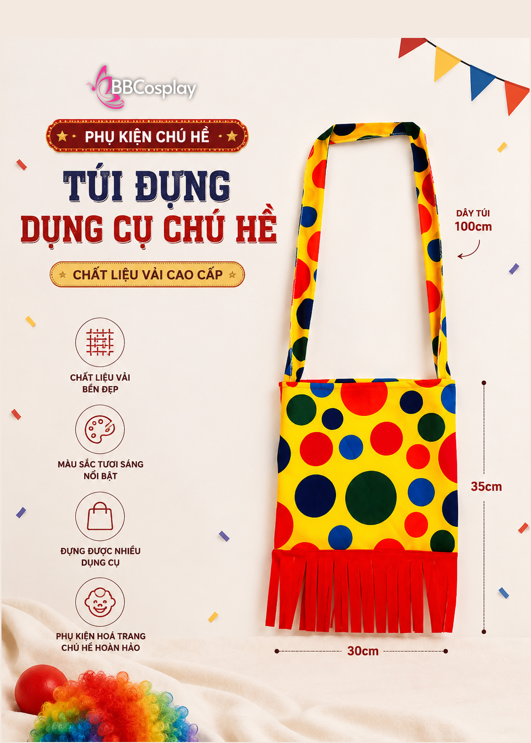 Túi Chú Hề Bằng Vải - Phụ Kiện Chú Hề