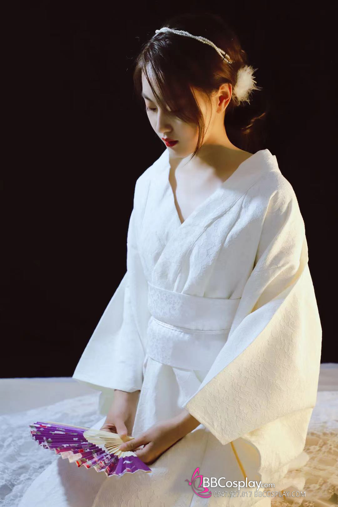 Yukata Trắng Gấm