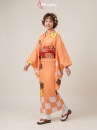 Trang Phục Kimono Nhật Bản Màu Cam Hoa Hướng Dương Vàng