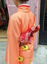Trang Phục Kimono Nhật Bản Màu Cam Hoa Hướng Dương Vàng