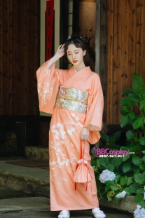 Kimono Cam Đào Chiều Thu