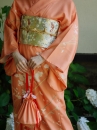 Kimono Cam Đào Chiều Thu