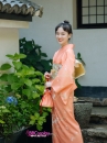 Kimono Cam Đào Chiều Thu