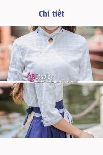 Hán Phục Cách Tân Áo Trắng Váy Xanh Mùa Thu Đông