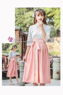 Đồ Hằng Nga Cách Tân Váy Hồng Phấn