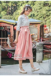Đồ Hằng Nga Cách Tân Váy Hồng Phấn