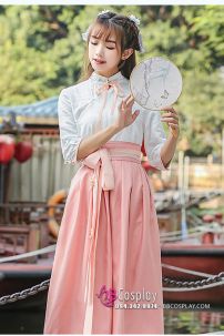 Đồ Hằng Nga Cách Tân Váy Hồng Phấn