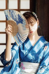 Quạt Nhật Cán Gỗ - Hoạ Tiết Sóng Biển