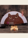 Quạt Gỗ Nhật Bản Uchiwa - Mèo Nâu Đậm