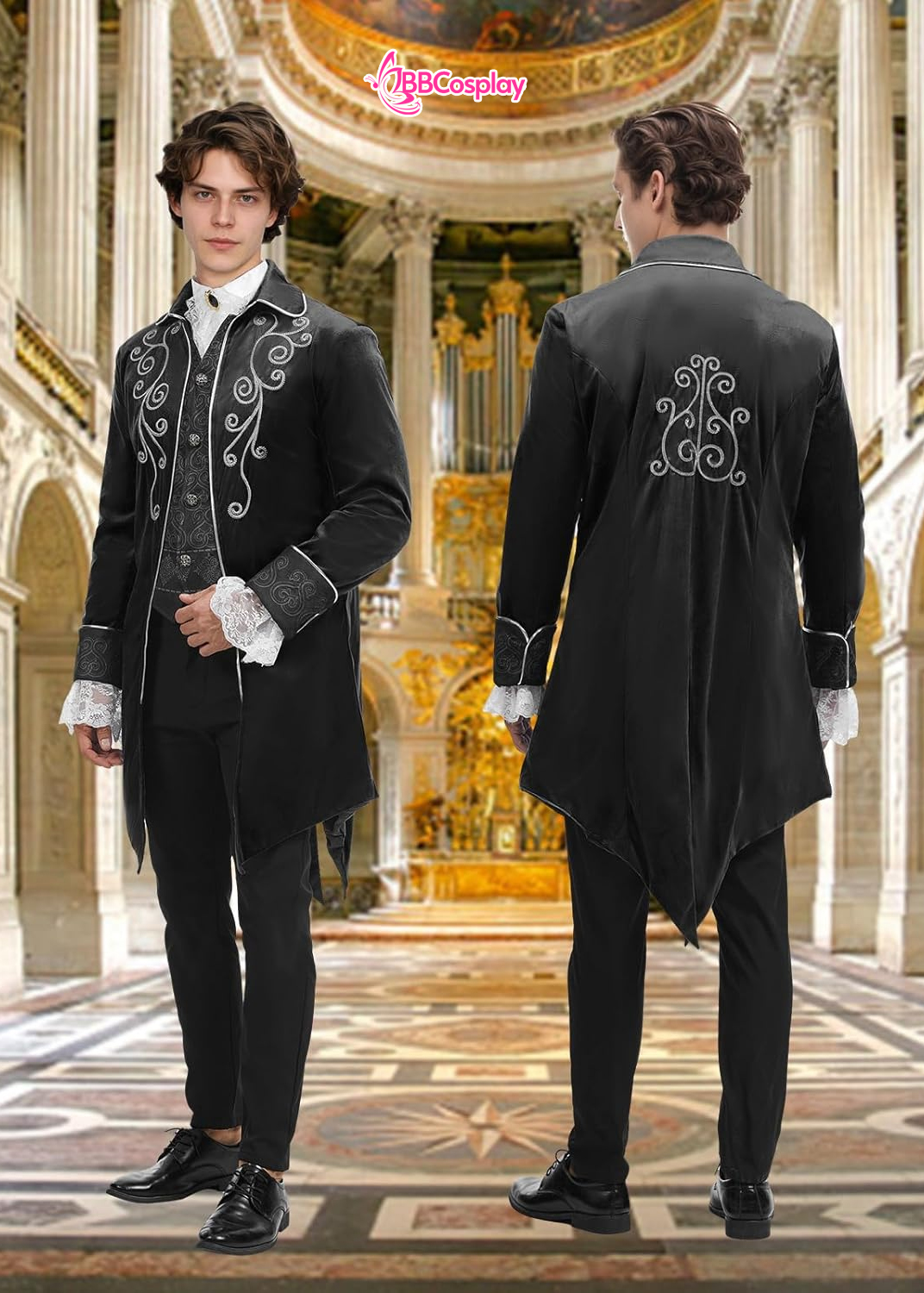 Vest Tuxedo Gothic Halloween Black - Vest Đuôi Tôm Đen